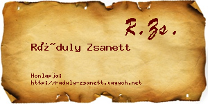 Ráduly Zsanett névjegykártya